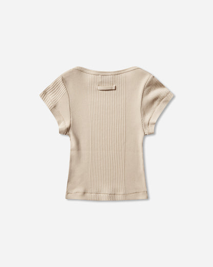 Jean Paul Gaultier Wmns Cotton Ribbed Cropped Baby Tee With "Gaultier" Patch Nude T-Shirts Shortsleeve 26-01-W-TO429-J014 63