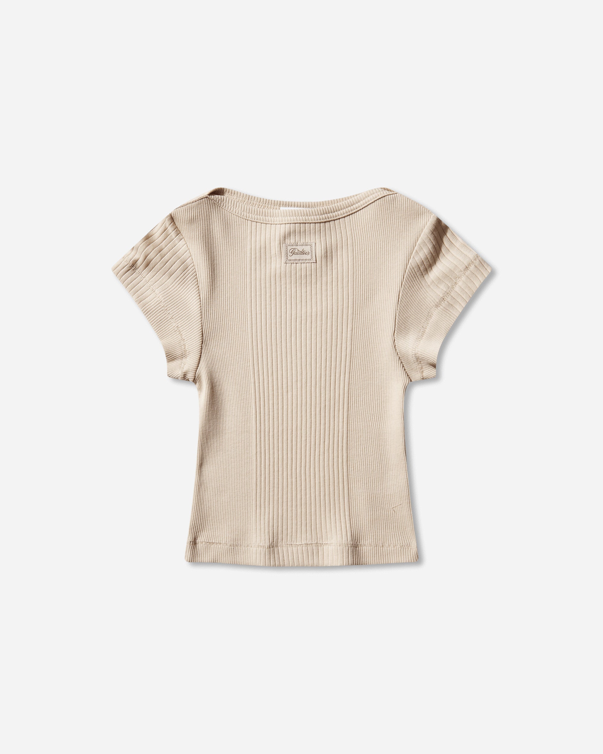 Jean Paul Gaultier Wmns Cotton Ribbed Cropped Baby Tee With "Gaultier" Patch Nude T-Shirts Shortsleeve 26-01-W-TO429-J014 63