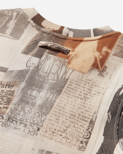 Jean Paul Gaultier Wmns Cotton Ribbed Tank Top Printed "Journal" Ecru/Lightgrey/Red T-Shirts Shortsleeve 26-01-W-TO401-J026P 030830