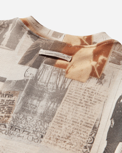 Jean Paul Gaultier Wmns Cotton Ribbed Tee-Shirt Printed "Journal" Ecru/Lightgrey/Red T-Shirts Shortsleeve 26-01-W-TO400-J026P 030830