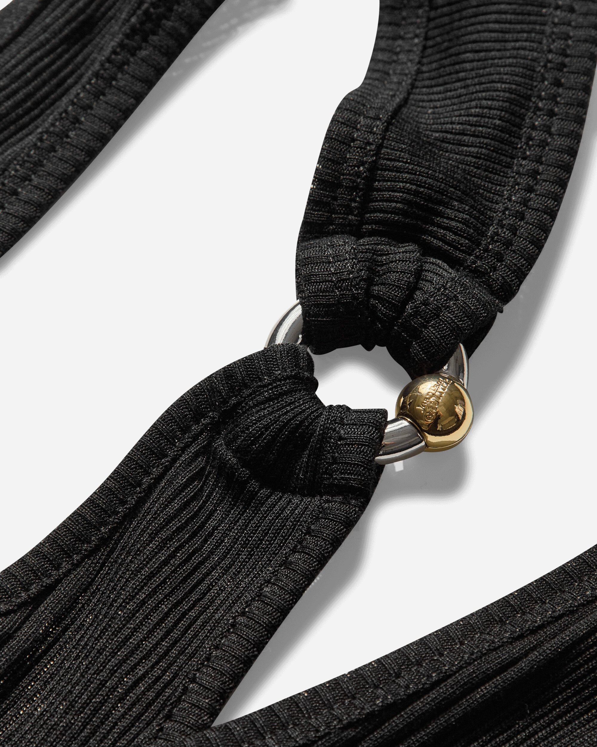 Jean Paul Gaultier Wmns Cotton Ribbed Twisted Double Layer Tank Top With Gaultier Piercing Black T-Shirts Shortsleeve 2503WTO292J000 00