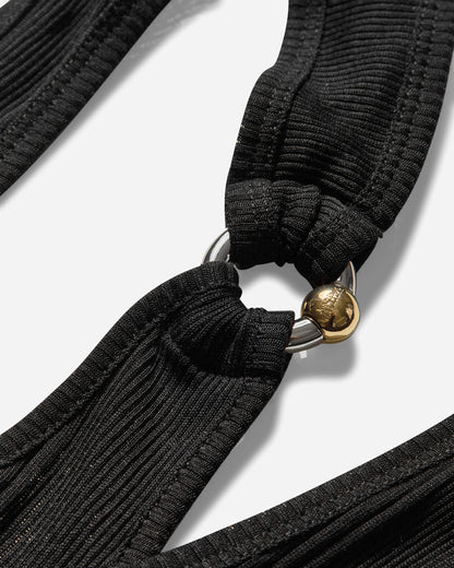 Jean Paul Gaultier Wmns Cotton Ribbed Twisted Double Layer Tank Top With Gaultier Piercing Black T-Shirts Shortsleeve 2503WTO292J000 00