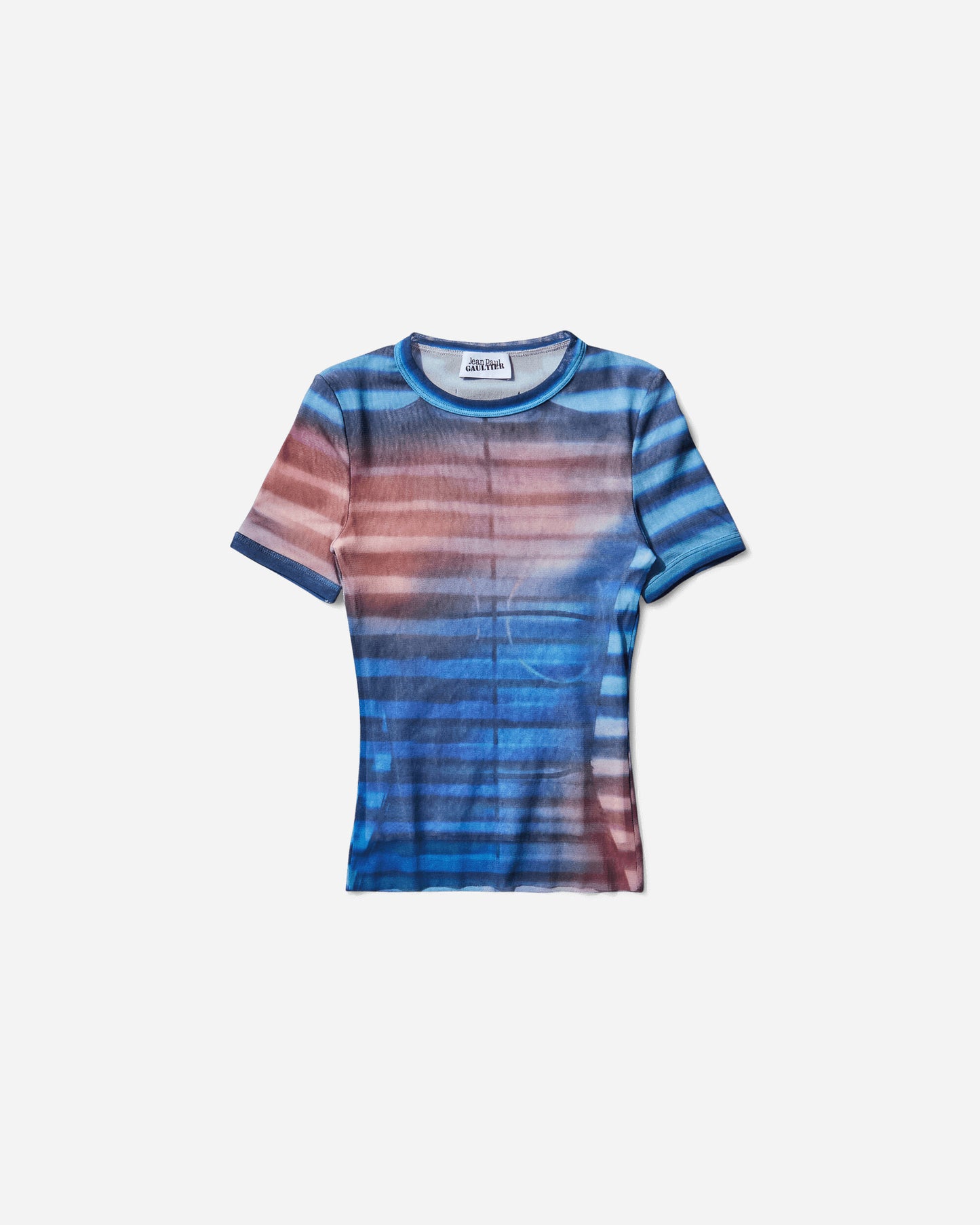 Jean Paul Gaultier Wmns Mesh Baby Tee Printed Air Light Blue/BluePeach T-Shirts Shortsleeve 2503WTO318M005 P565034
