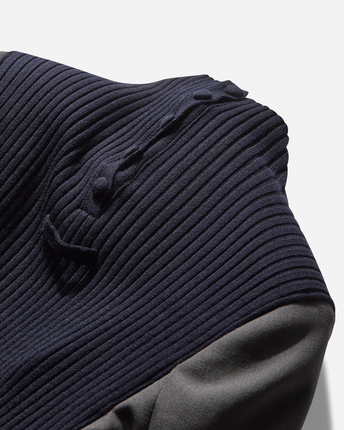 Jean Paul Gaultier Wmns Stretch Merino Wool Flat Rib High Neck Body Suit With Tailored Sleeeves Navy/Dark/Grey  Knitwears Sweaters 2504WPO037K017 5904