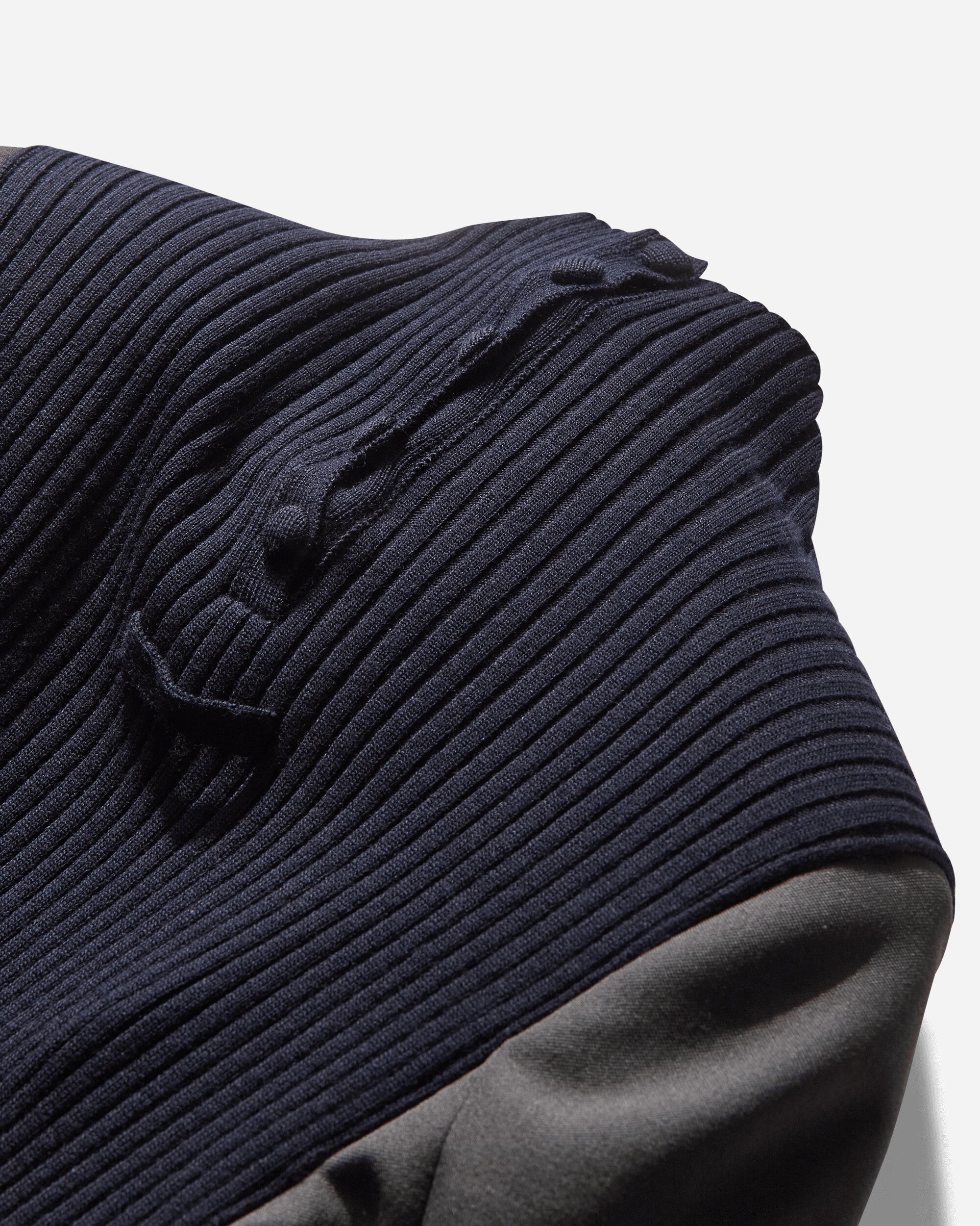 Jean Paul Gaultier Wmns Stretch Merino Wool Flat Rib High Neck Body Suit With Tailored Sleeeves Navy/Dark/Grey  Knitwears Sweaters 2504WPO037K017 5904