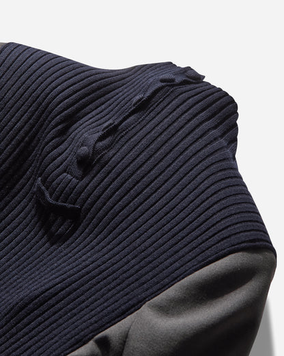 Jean Paul Gaultier Wmns Stretch Merino Wool Flat Rib High Neck Body Suit With Tailored Sleeeves Navy/Dark/Grey  Knitwears Sweaters 2504WPO037K017 5904