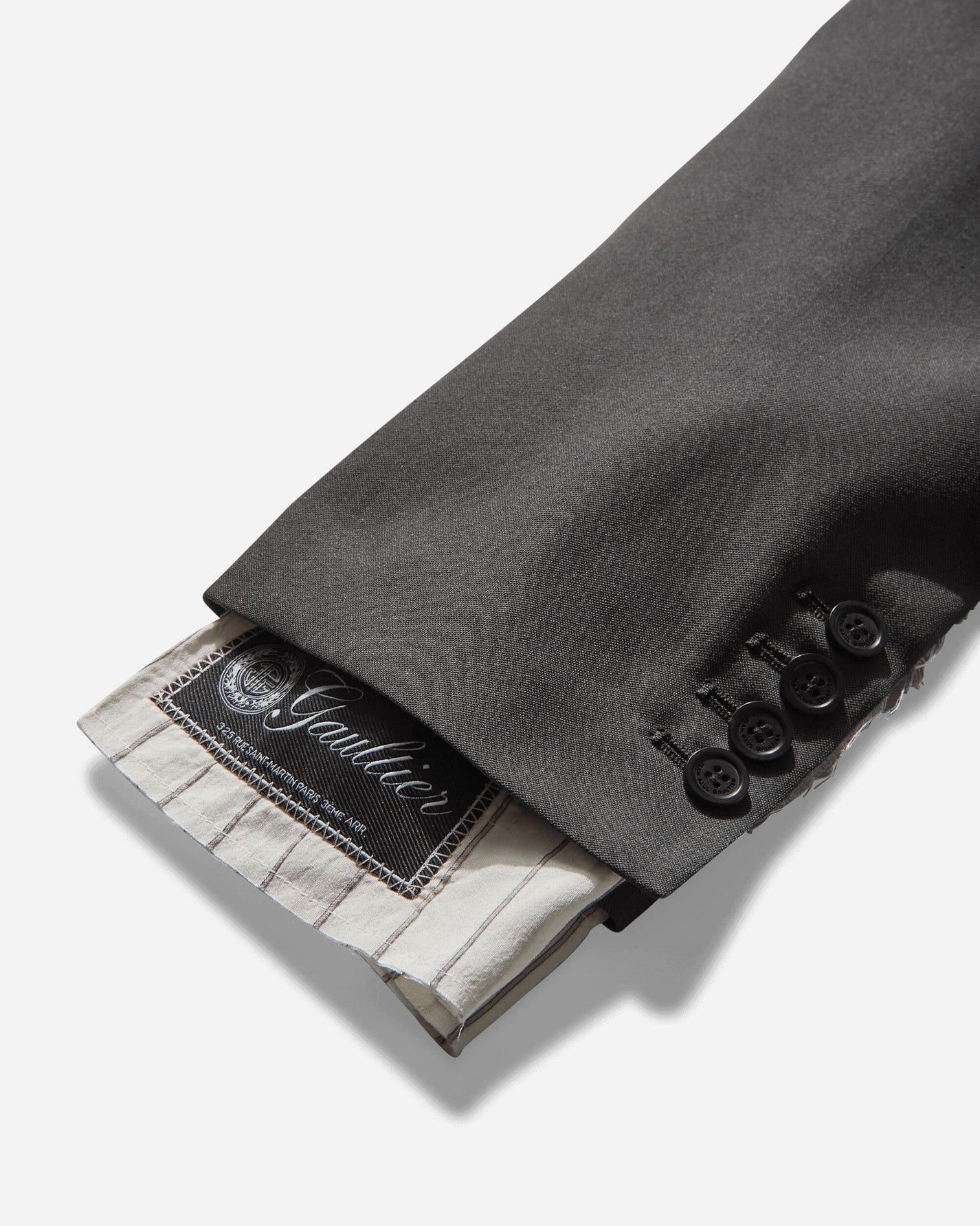 Jean Paul Gaultier Wmns Stretch Merino Wool Flat Rib High Neck Body Suit With Tailored Sleeeves Navy/Dark/Grey  Knitwears Sweaters 2504WPO037K017 5904