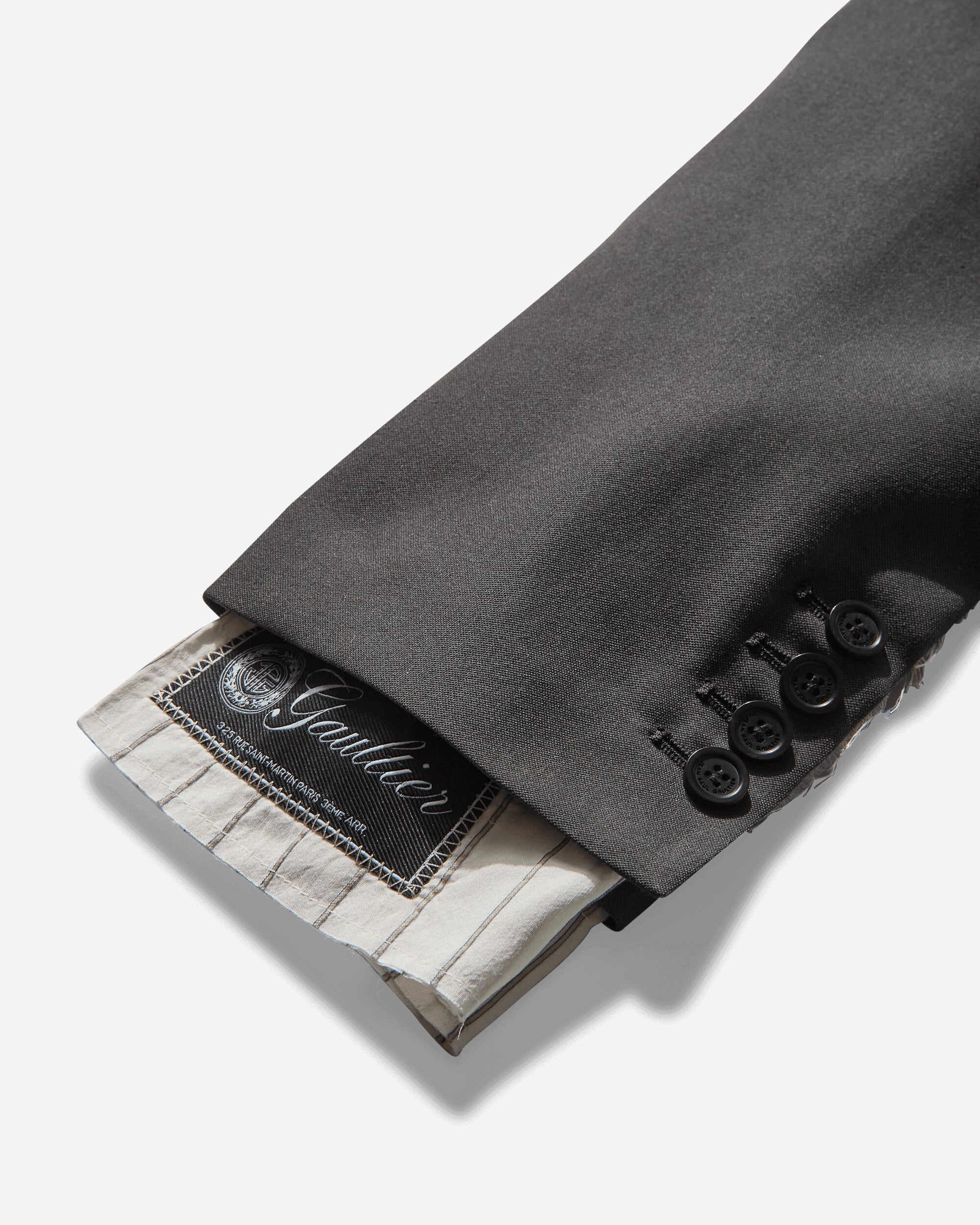 Jean Paul Gaultier Wmns Stretch Merino Wool Flat Rib High Neck Body Suit With Tailored Sleeeves Navy/Dark/Grey  Knitwears Sweaters 2504WPO037K017 5904