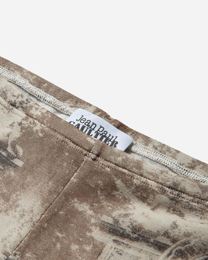 Jean Paul Gaultier Wmns Mesh Trouser Printed Medaillon Light Beige/Taupe Pants Trousers 2503WTR016M006 P6965