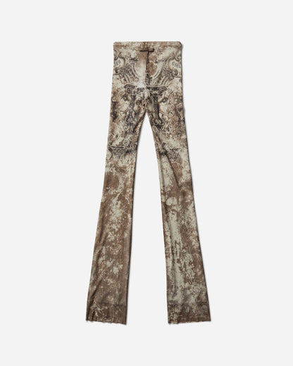 Jean Paul Gaultier Wmns Mesh Trouser Printed Medaillon Light Beige/Taupe Pants Trousers 2503WTR016M006 P6965