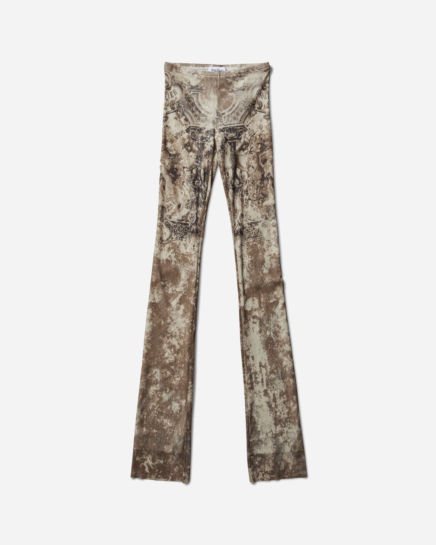 Jean Paul Gaultier Wmns Mesh Trouser Printed Medaillon Light Beige/Taupe Pants Trousers 2503WTR016M006 P6965