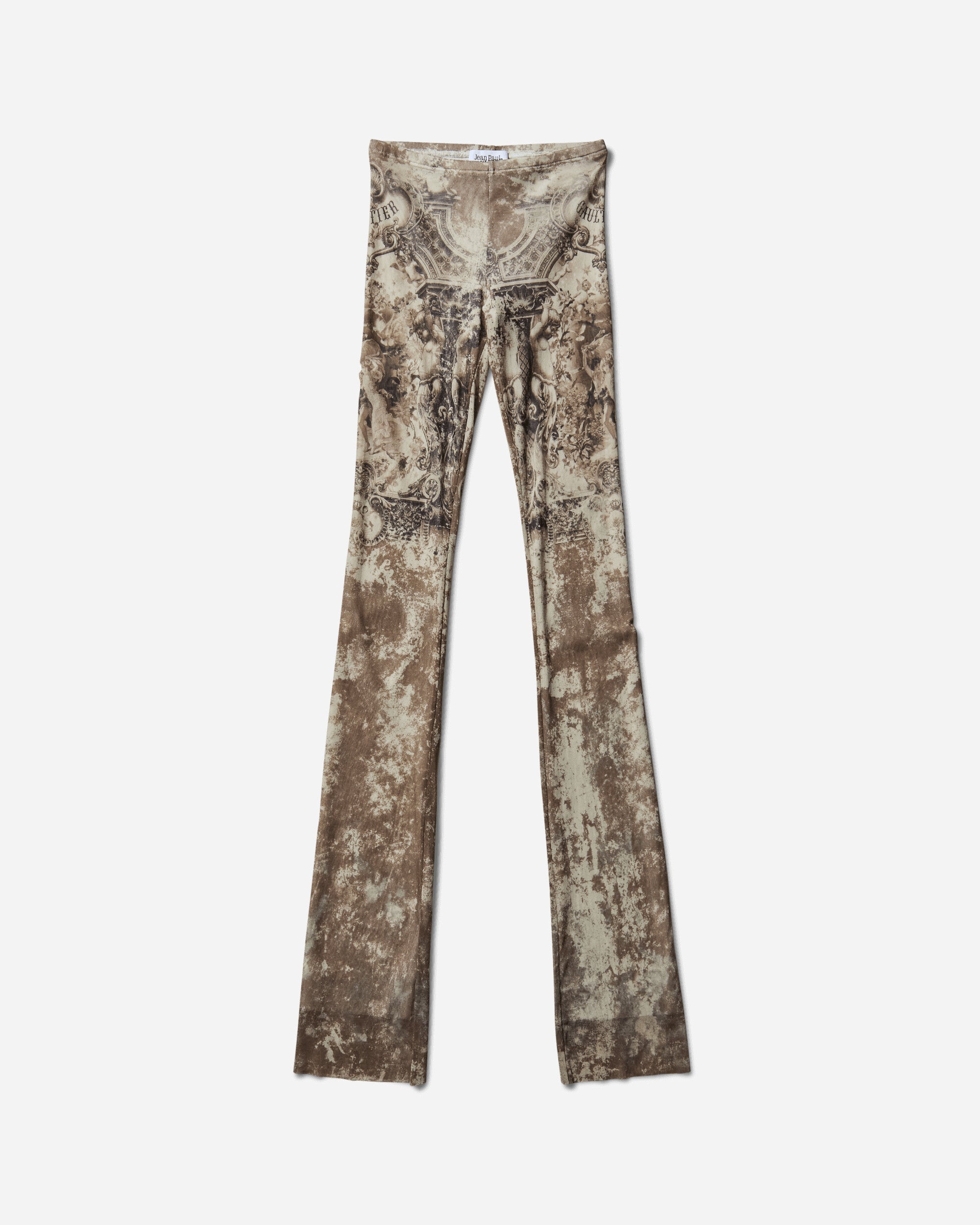 Jean Paul Gaultier Wmns Mesh Trouser Printed Medaillon Light Beige/Taupe Pants Trousers 2503WTR016M006 P6965