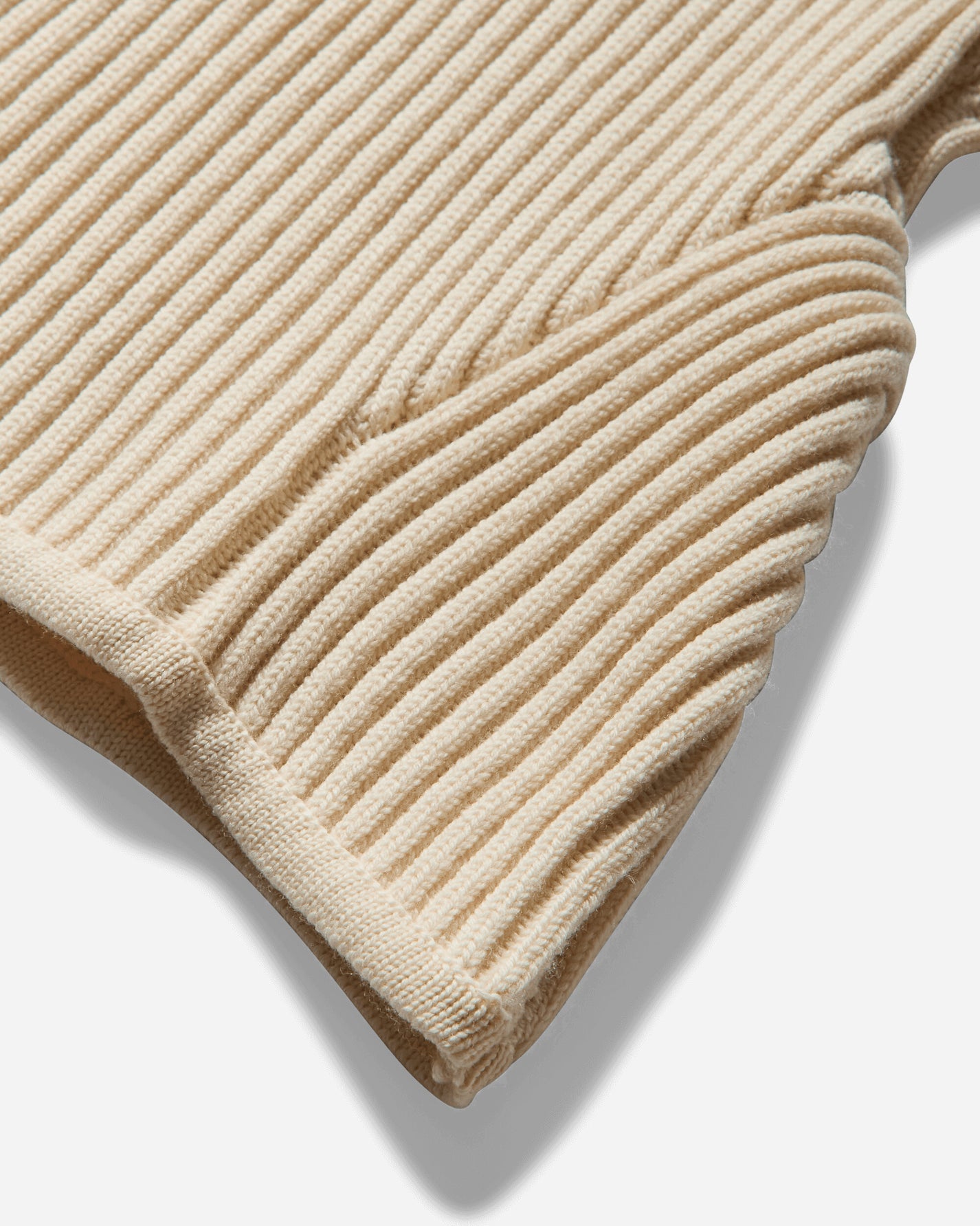 Jean Paul Gaultier Wmns Bicolor Stretch Merino Wool Ribbed High Neck Sweater With Corset Yoke White/Ecru Knitwears Turtleneck 2503WPO005K001 0103