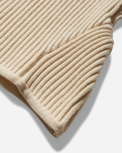 Jean Paul Gaultier Wmns Bicolor Stretch Merino Wool Ribbed High Neck Sweater With Corset Yoke White/Ecru Knitwears Turtleneck 2503WPO005K001 0103