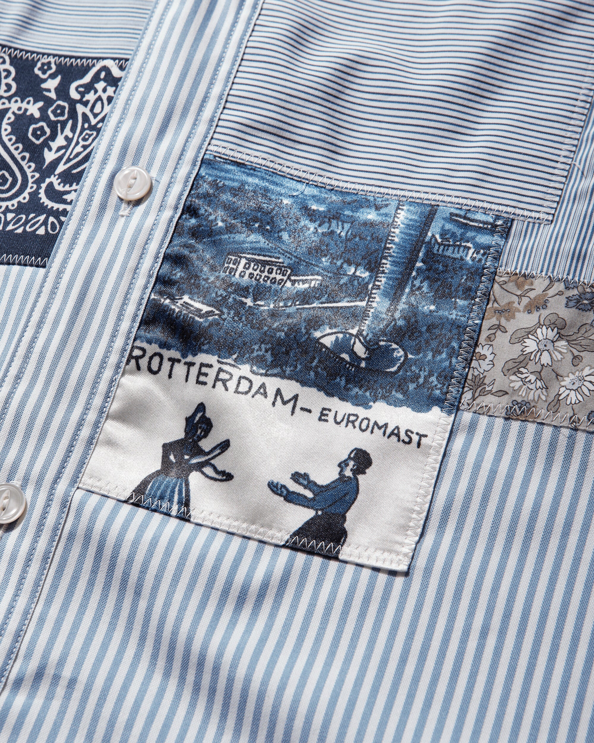 Junya Watanabe MAN Men'S Shirt Wht/Sax X Mix Shirts Longsleeve Shirt WQ-B036-S26 1