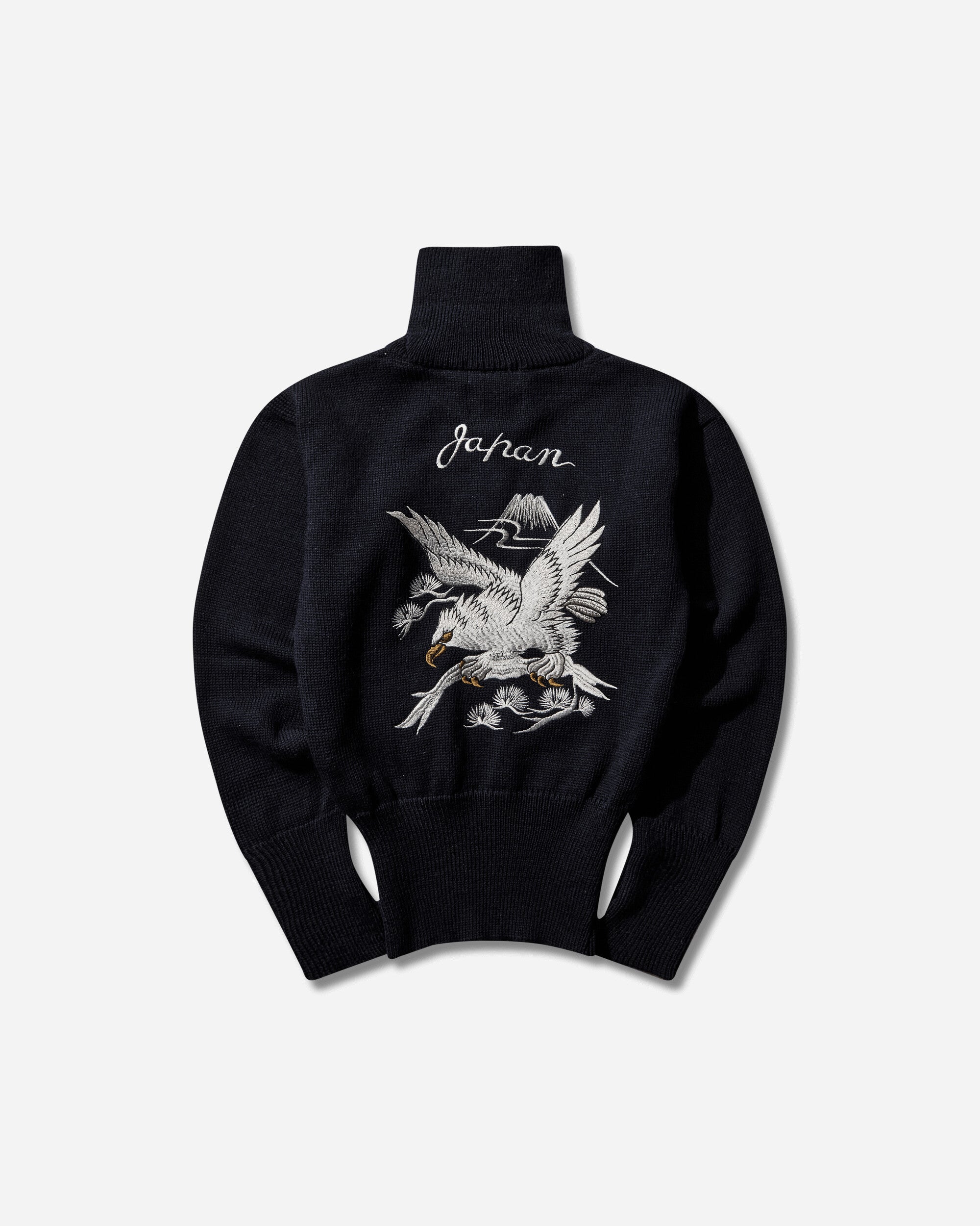 Men's Embroidered Wool Turtleneck Sweater Navy – Slam Jam®