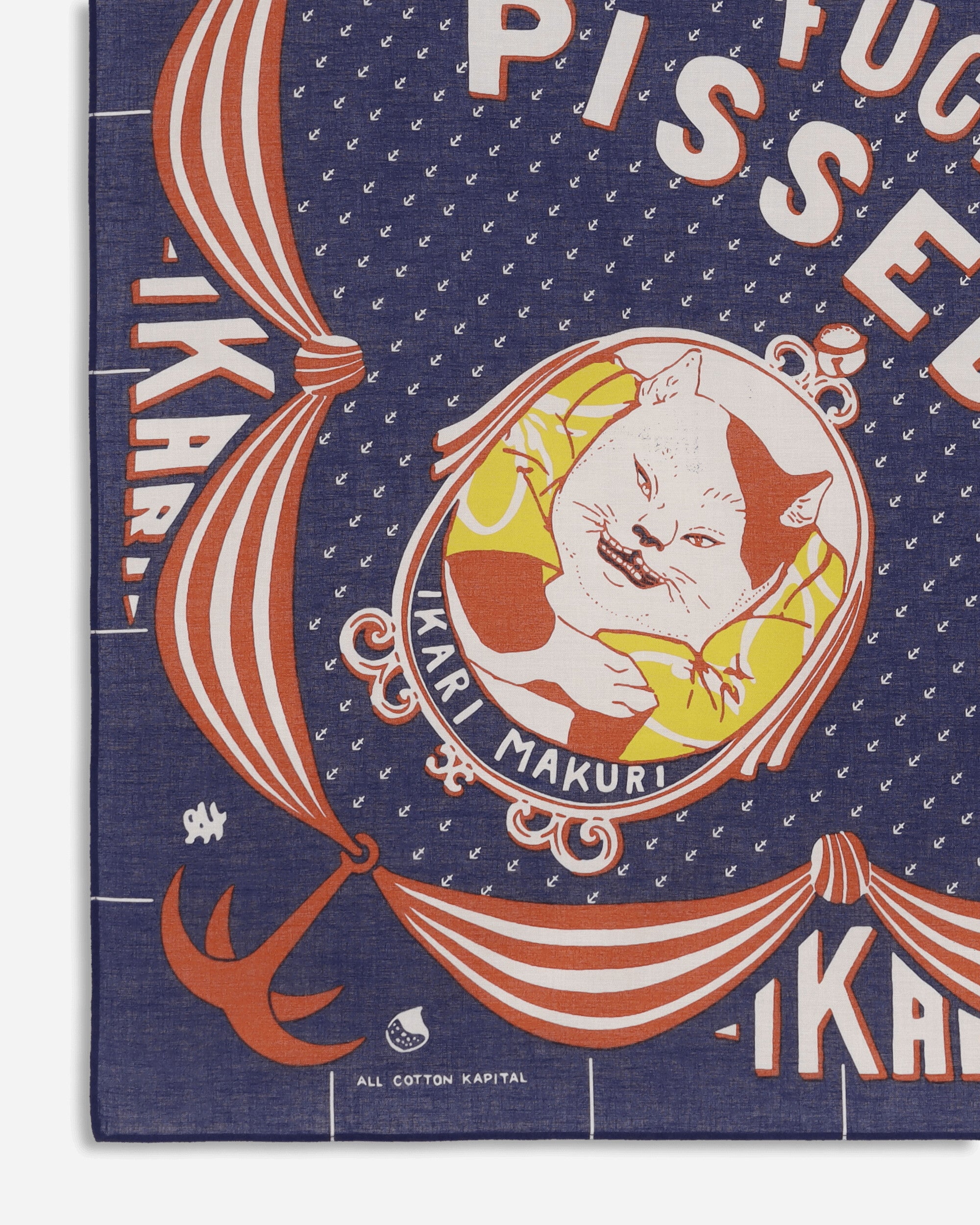 KAPITAL Color Bandanna (Ikarimakuri) Navy Gloves and Scarves Bandanas EK-645BAA NAVY