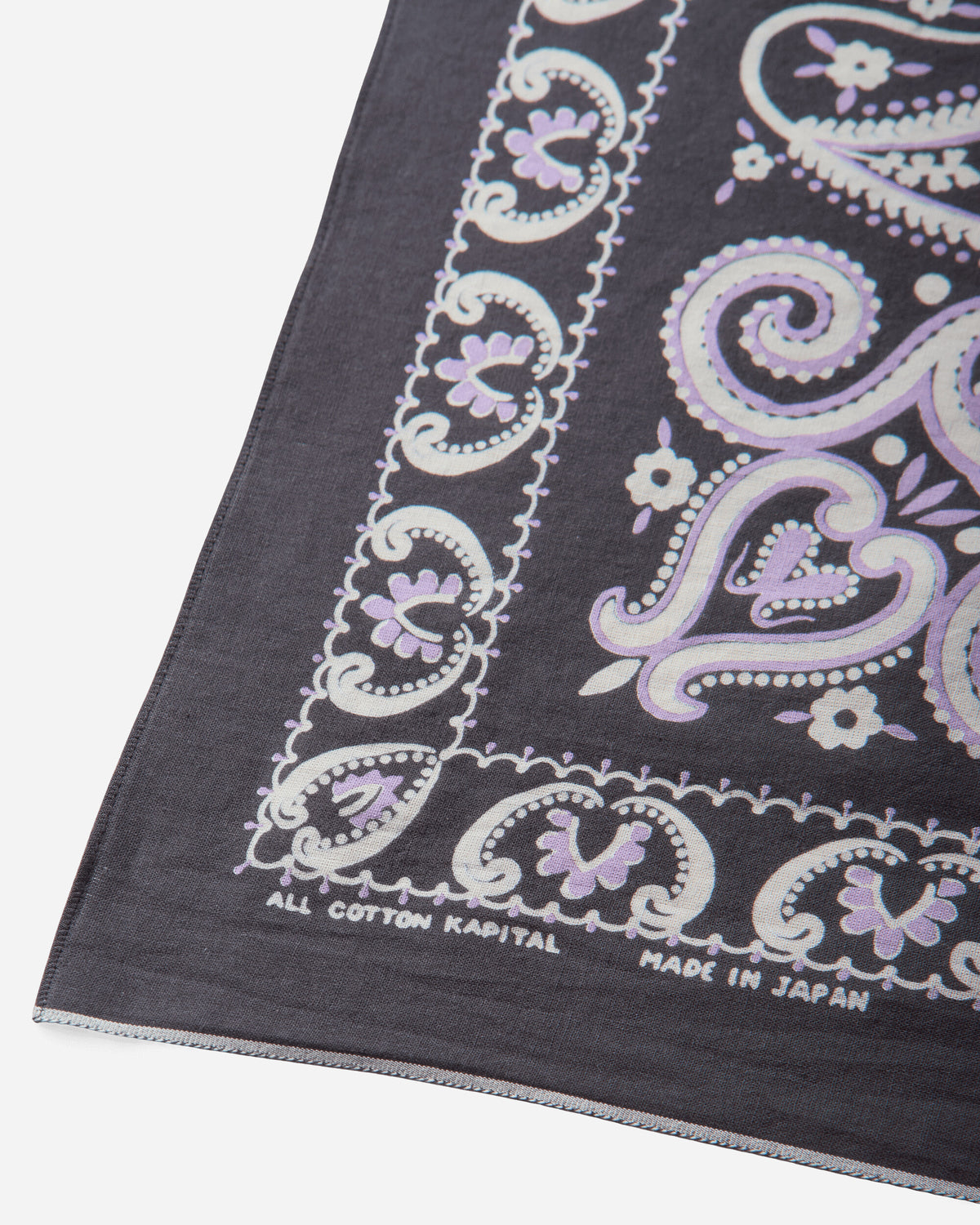 KAPITAL Fastcolor Selvedge Bandana Sambo Paisley Black Gloves and Scarves Bandanas K2508BA501 BLACK