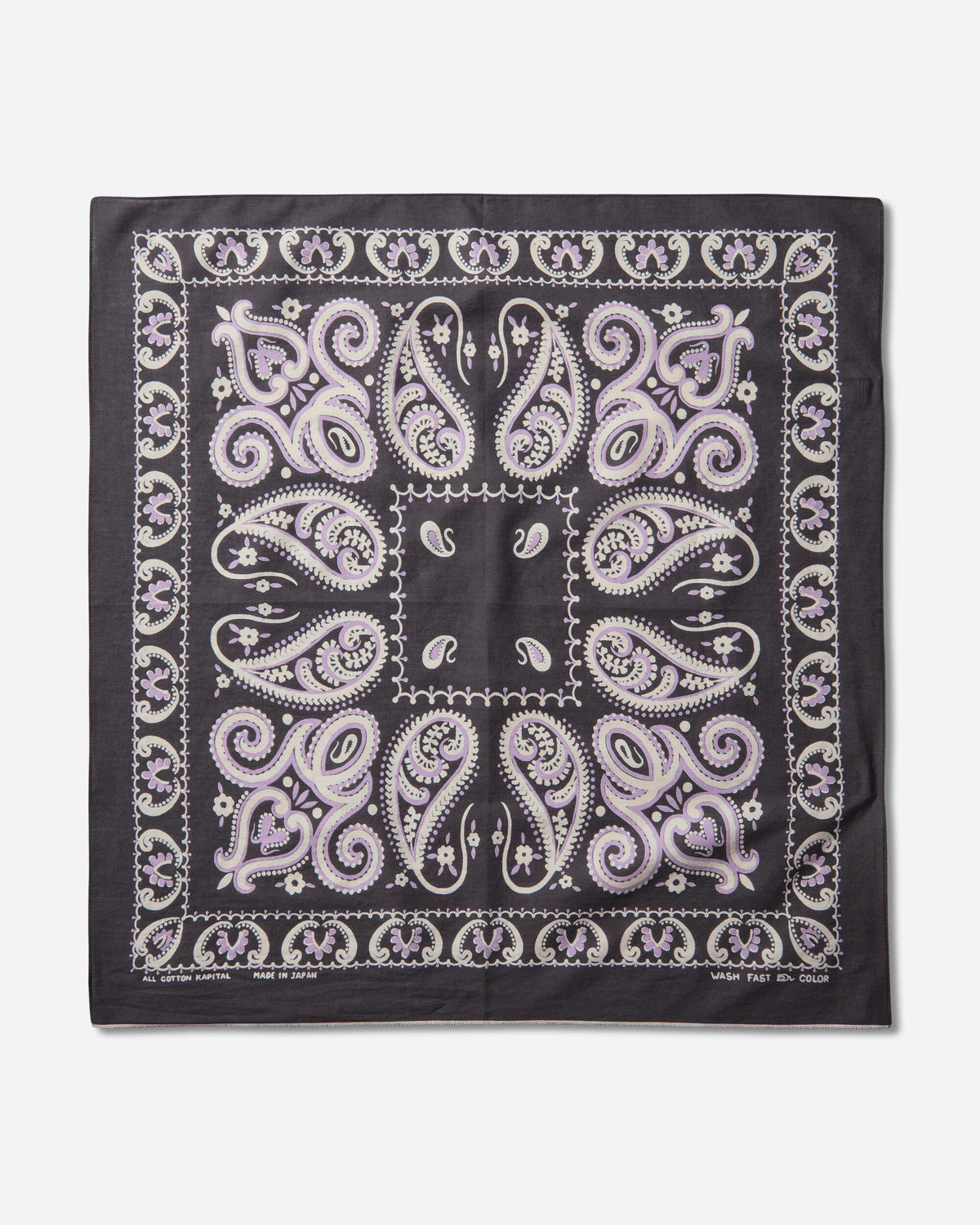 KAPITAL Fastcolor Selvedge Bandana Sambo Paisley Black Gloves and Scarves Bandanas K2508BA501 BLACK