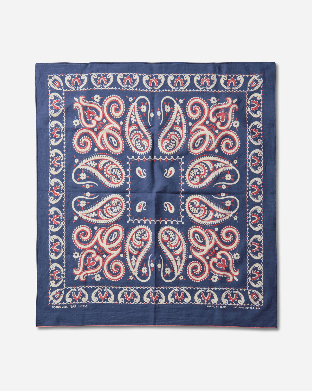 KAPITAL Fastcolor Selvedge Bandana Sambo Paisley Navy Gloves and Scarves Bandanas K2508BA501 NAVY