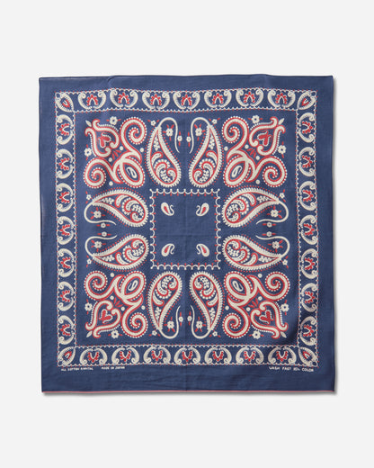 KAPITAL Fastcolor Selvedge Bandana Sambo Paisley Navy Gloves and Scarves Bandanas K2508BA501 NAVY