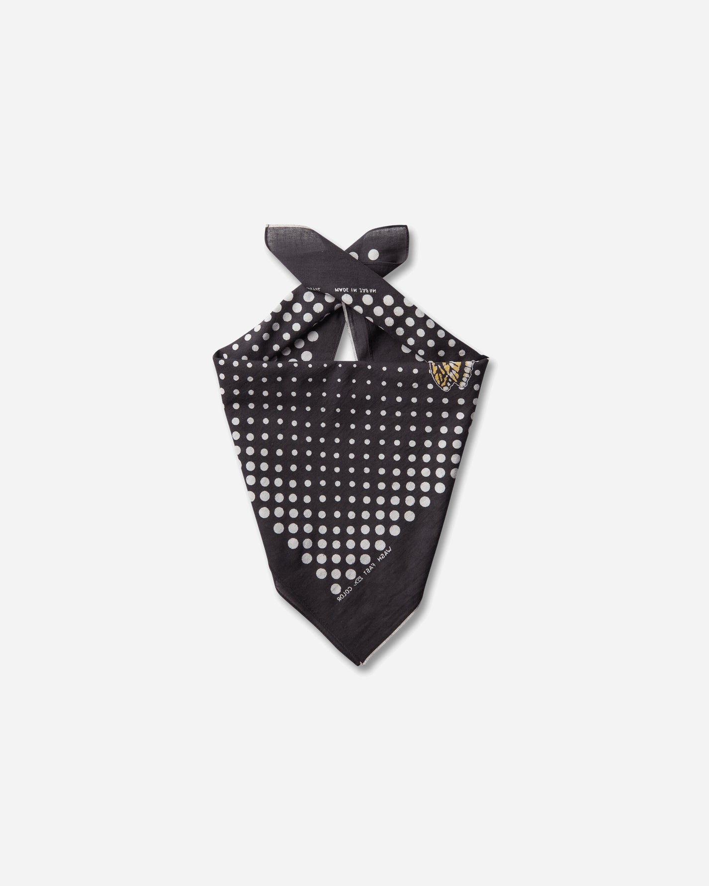 KAPITAL Fastcolor Selvedge Bandana (Coco Swallowtail) Black Gloves and Scarves Bandanas EK-657BA BLACK