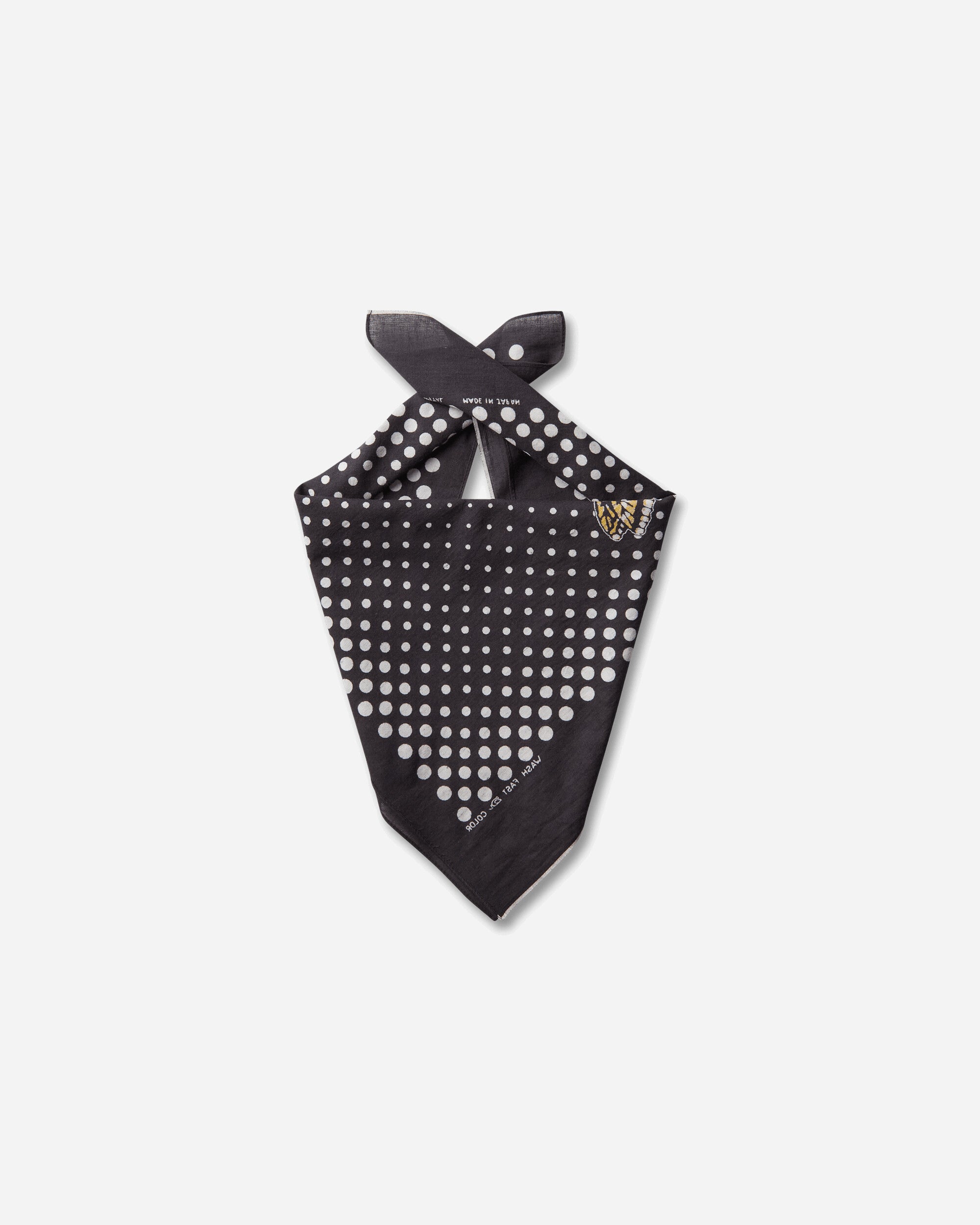 KAPITAL Fastcolor Selvedge Bandana (Coco Swallowtail) Black Gloves and Scarves Bandanas EK-657BA BLACK