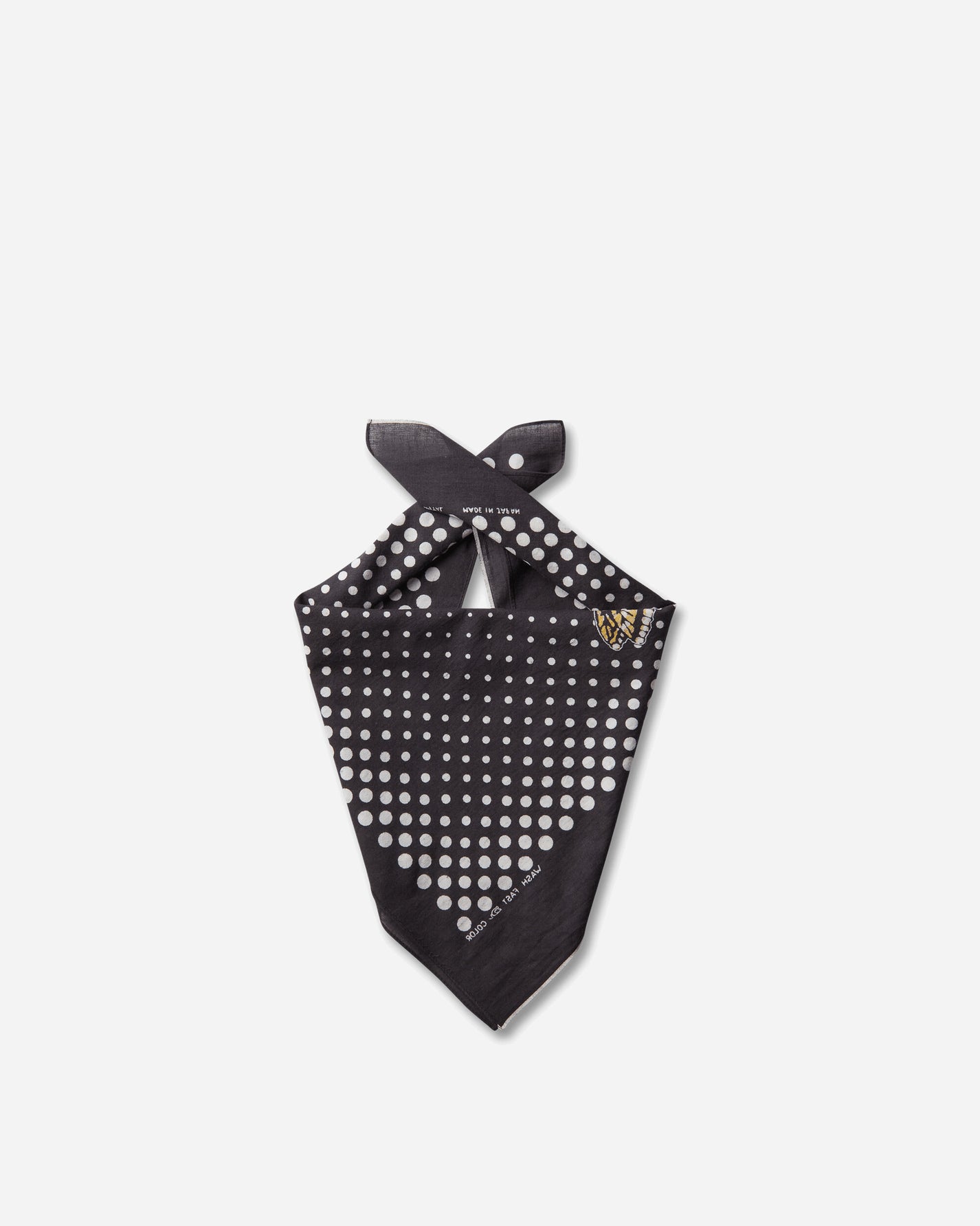 KAPITAL Fastcolor Selvedge Bandana (Coco Swallowtail) Black Gloves and Scarves Bandanas EK-657BA BLACK