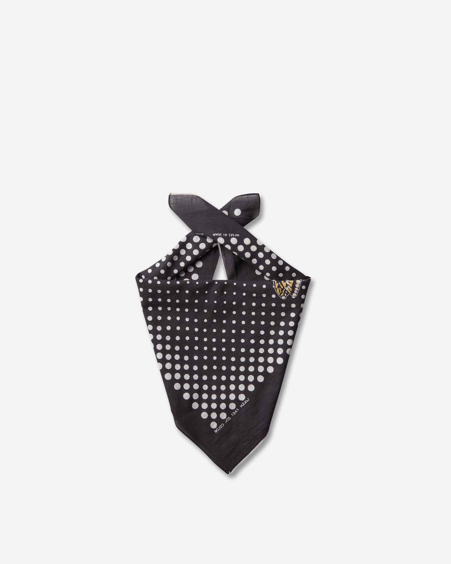 KAPITAL Fastcolor Selvedge Bandana (Coco Swallowtail) Black Gloves and Scarves Bandanas EK-657BA BLACK