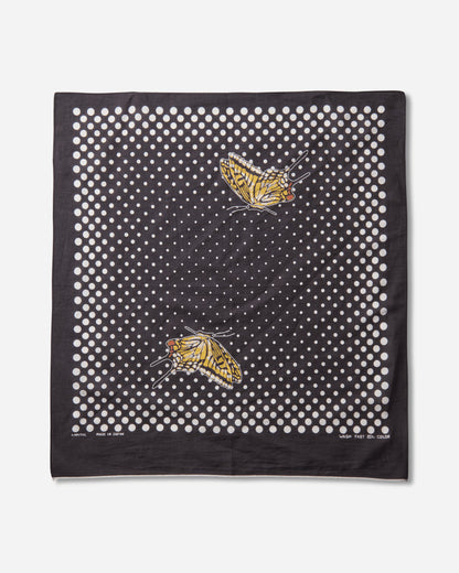 KAPITAL Fastcolor Selvedge Bandana (Coco Swallowtail) Black Gloves and Scarves Bandanas EK-657BA BLACK