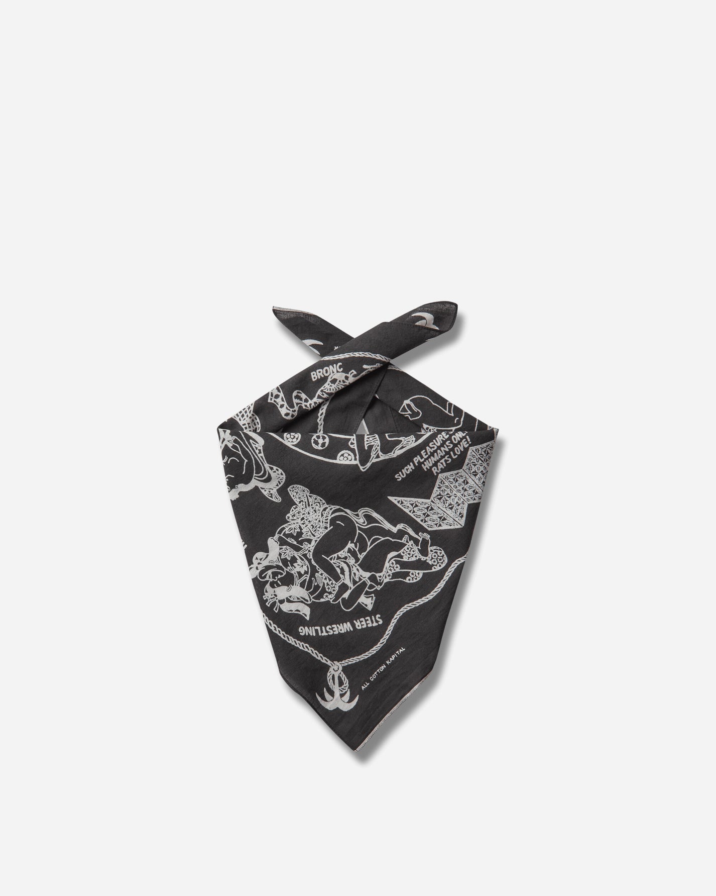KAPITAL Fastcolor Selvedge Bandana (Yobai) Black Gloves and Scarves Bandanas EK-554BA BLACK