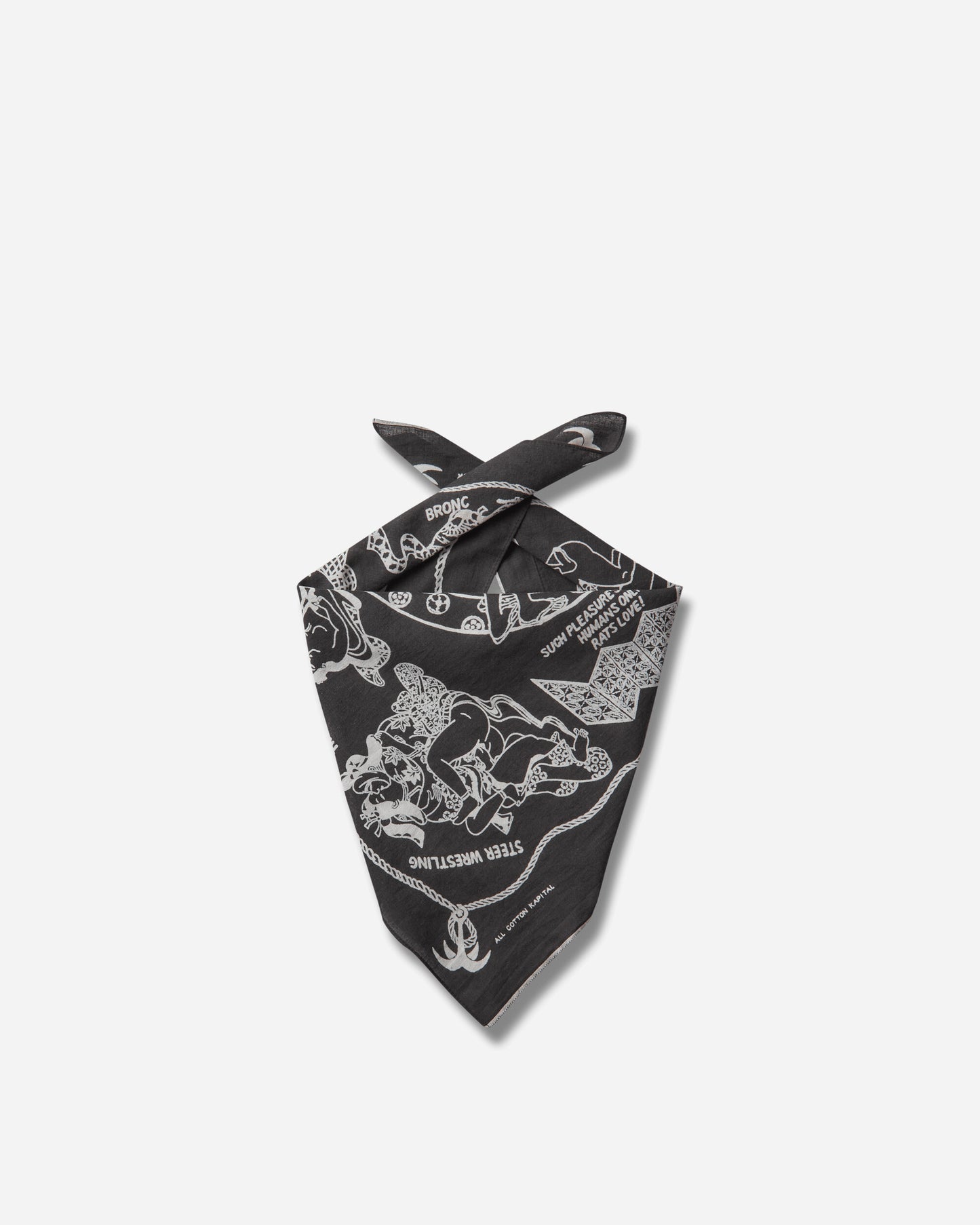 KAPITAL Fastcolor Selvedge Bandana (Yobai) Black Gloves and Scarves Bandanas EK-554BA BLACK