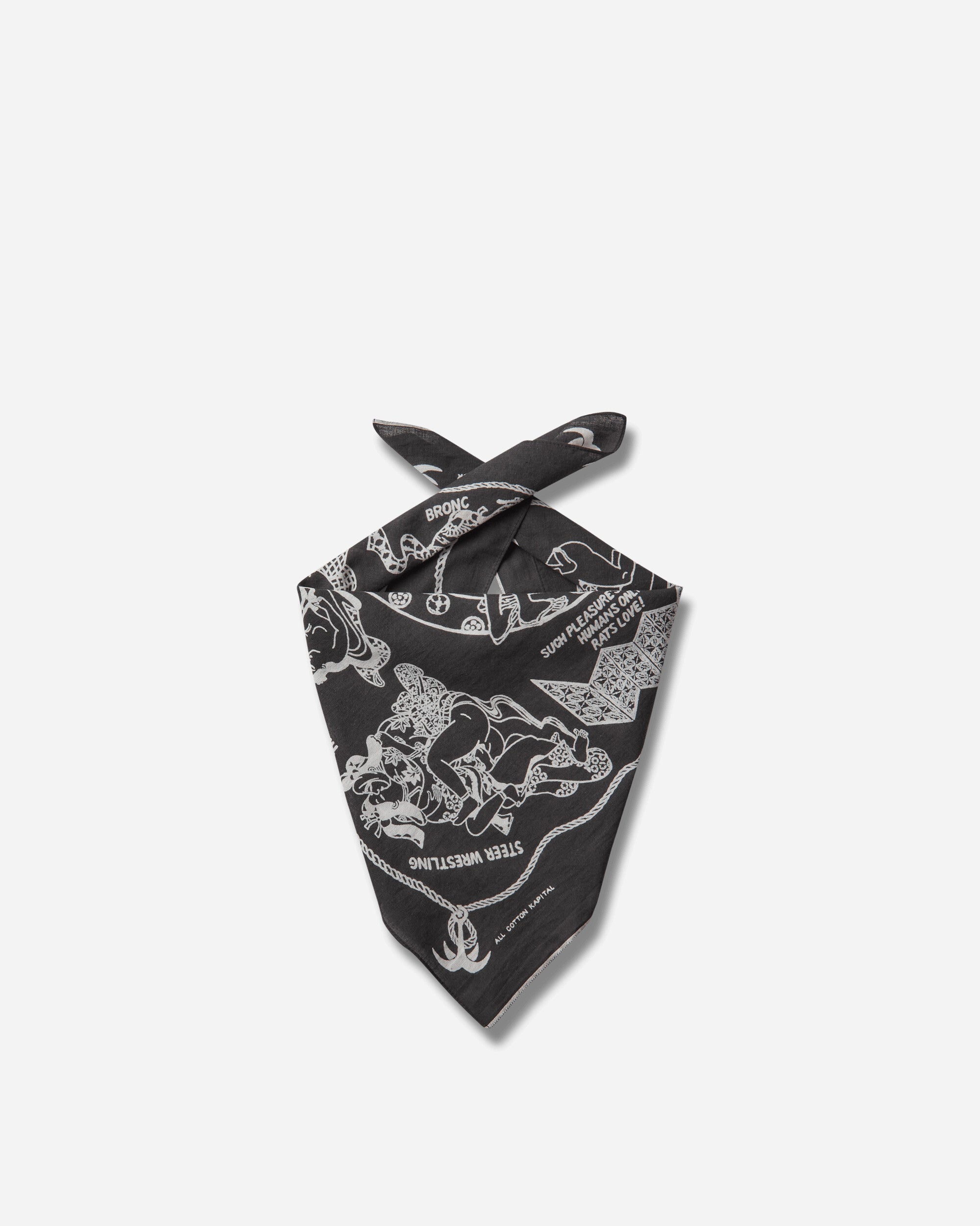 KAPITAL Fastcolor Selvedge Bandana (Yobai) Black Gloves and Scarves Bandanas EK-554BA BLACK