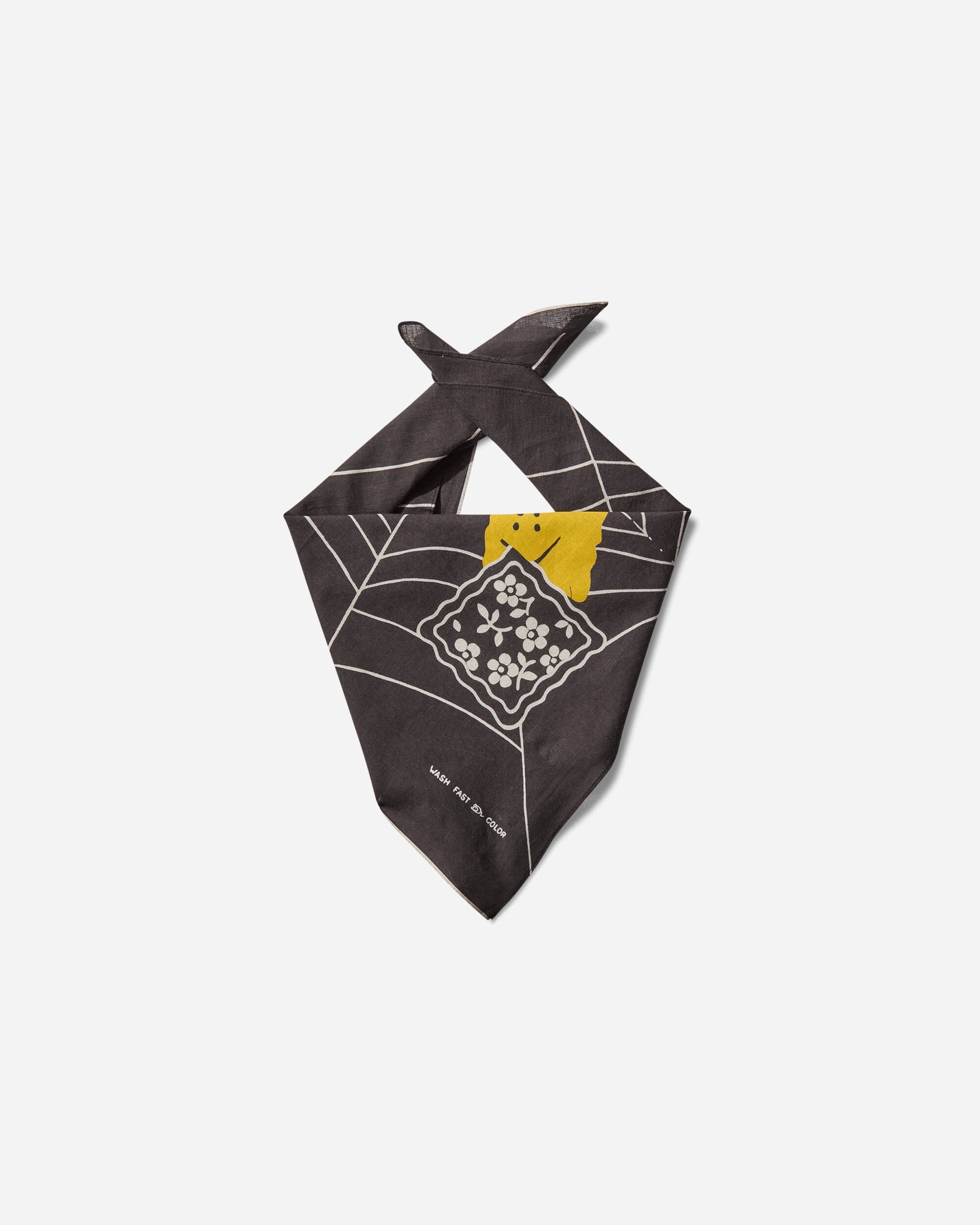 KAPITAL Fastcolor Selvedge Bandanna Spider Peckish Rainbowy Black Gloves and Scarves Bandanas K2504BA529 BLACK