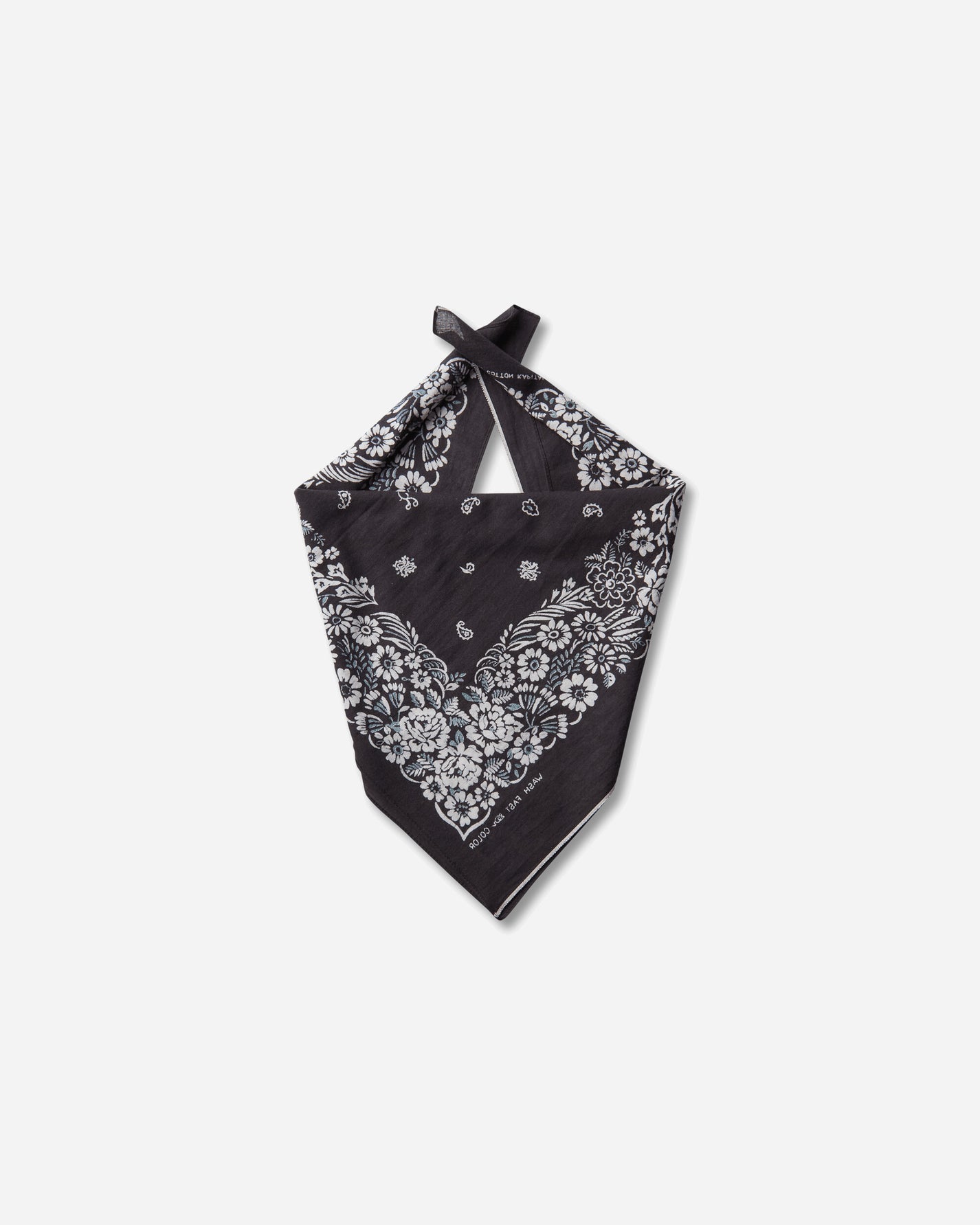 KAPITAL Fastcolor Selvedge Bandanna (Churchill Garden) 20X20 Black Gloves and Scarves Bandanas K2508BA507 BLACK