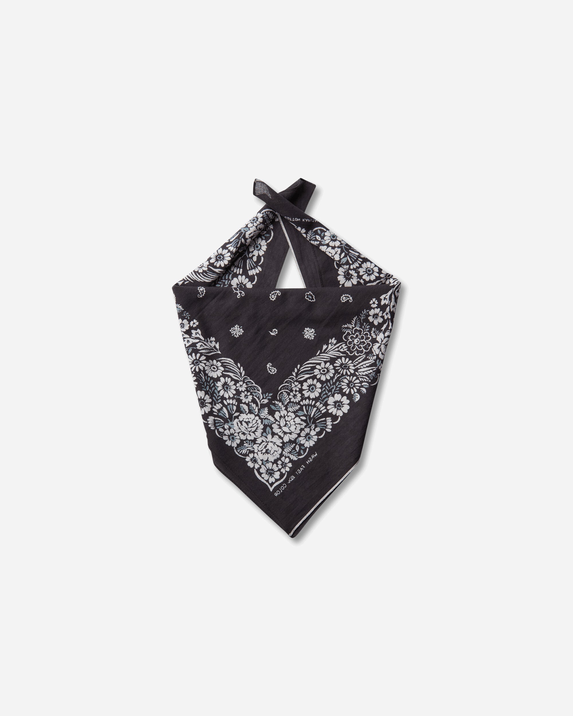 KAPITAL Fastcolor Selvedge Bandanna (Churchill Garden) 20X20 Black Gloves and Scarves Bandanas K2508BA507 BLACK