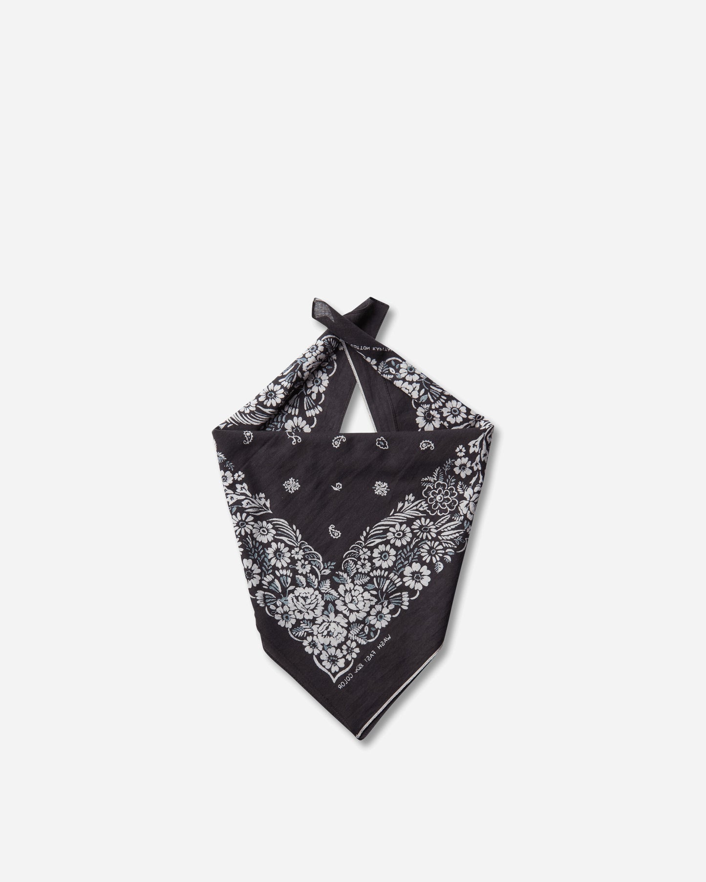KAPITAL Fastcolor Selvedge Bandanna (Churchill Garden) 20X20 Black Gloves and Scarves Bandanas K2508BA507 BLACK