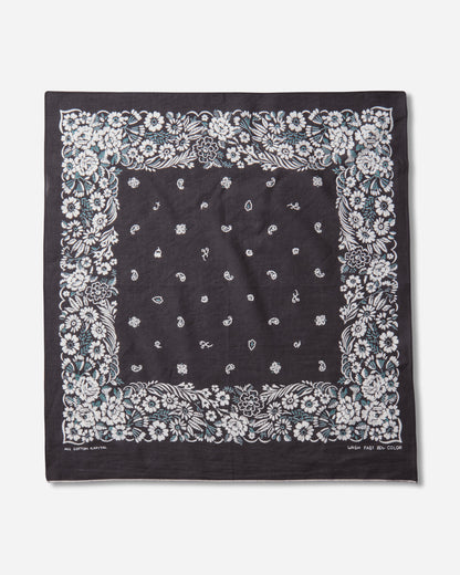 KAPITAL Fastcolor Selvedge Bandanna (Churchill Garden) 20X20 Black Gloves and Scarves Bandanas K2508BA507 BLACK