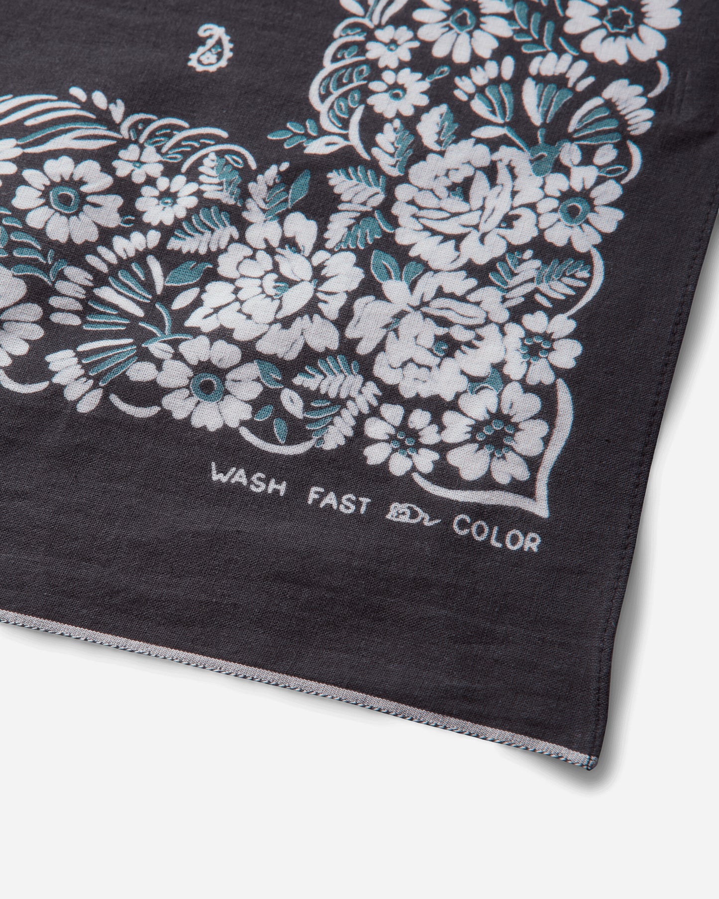 KAPITAL Fastcolor Selvedge Bandanna (Churchill Garden) 20X20 Black Gloves and Scarves Bandanas K2508BA507 BLACK
