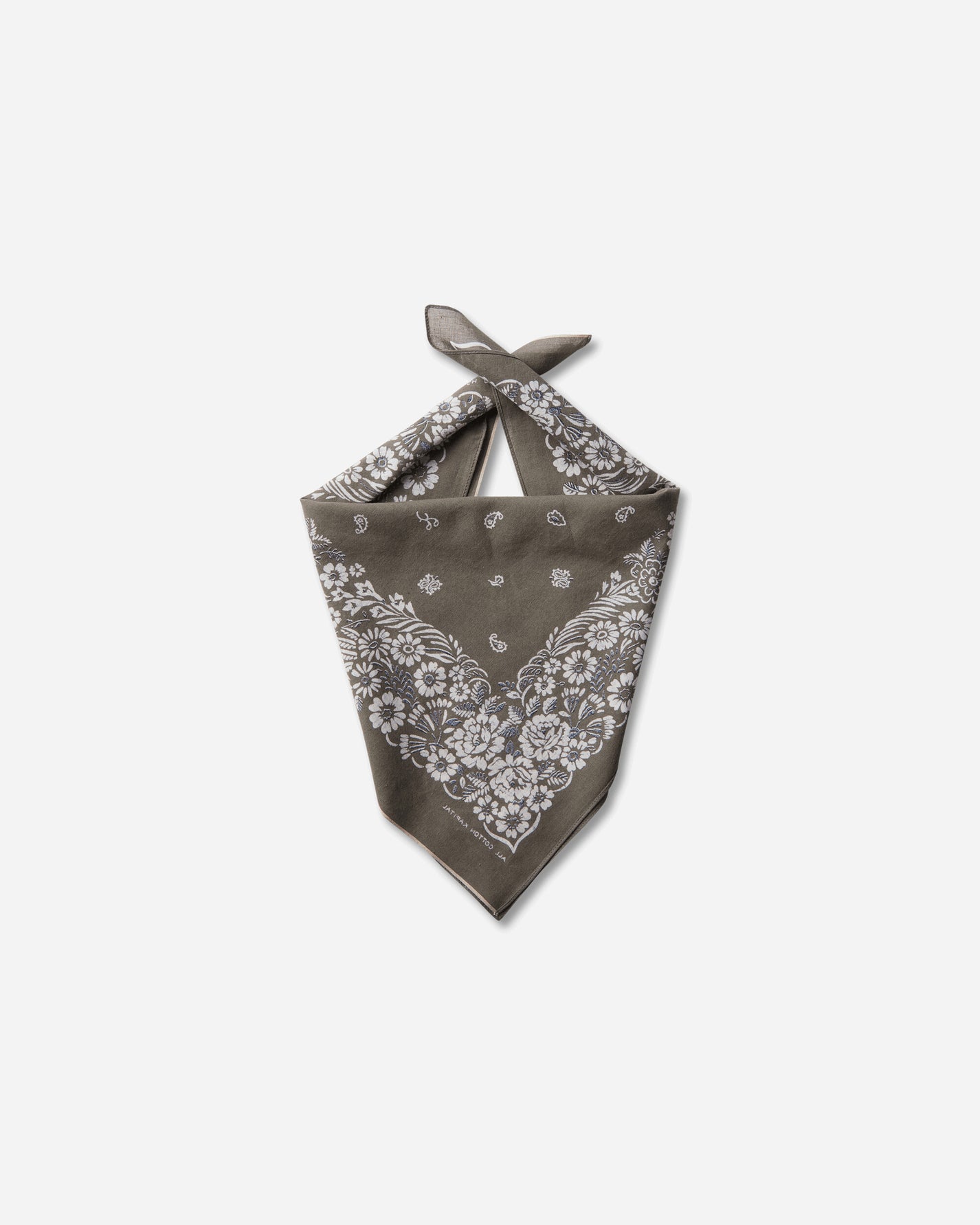 KAPITAL Fastcolor Selvedge Bandanna (Churchill Garden) 20X20 Khaki Gloves and Scarves Bandanas K2508BA507 KHAKI