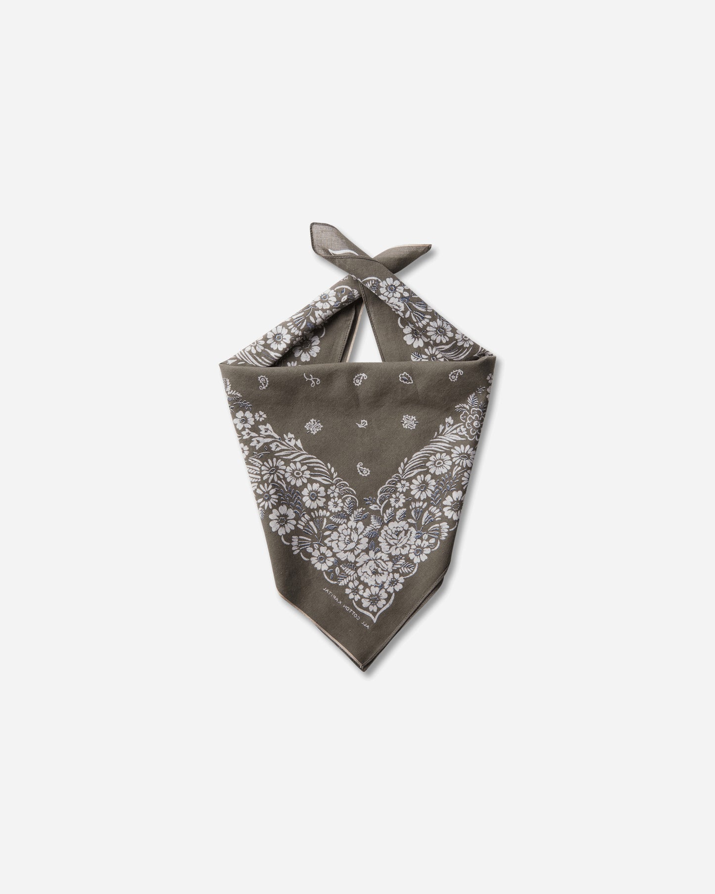 KAPITAL Fastcolor Selvedge Bandanna (Churchill Garden) 20X20 Khaki Gloves and Scarves Bandanas K2508BA507 KHAKI
