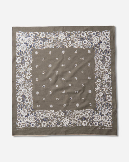 KAPITAL Fastcolor Selvedge Bandanna (Churchill Garden) 20X20 Khaki Gloves and Scarves Bandanas K2508BA507 KHAKI