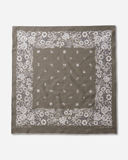 KAPITAL Fastcolor Selvedge Bandanna (Churchill Garden) 20X20 Khaki Gloves and Scarves Bandanas K2508BA507 KHAKI