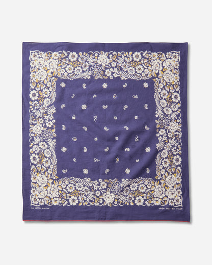 KAPITAL Fastcolor Selvedge Bandanna (Churchill Garden) 20X20 Purple Gloves and Scarves Bandanas K2508BA507 PURPLE