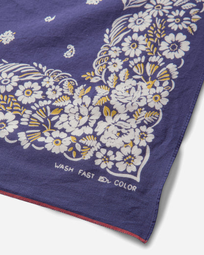 KAPITAL Fastcolor Selvedge Bandanna (Churchill Garden) 20X20 Purple Gloves and Scarves Bandanas K2508BA507 PURPLE
