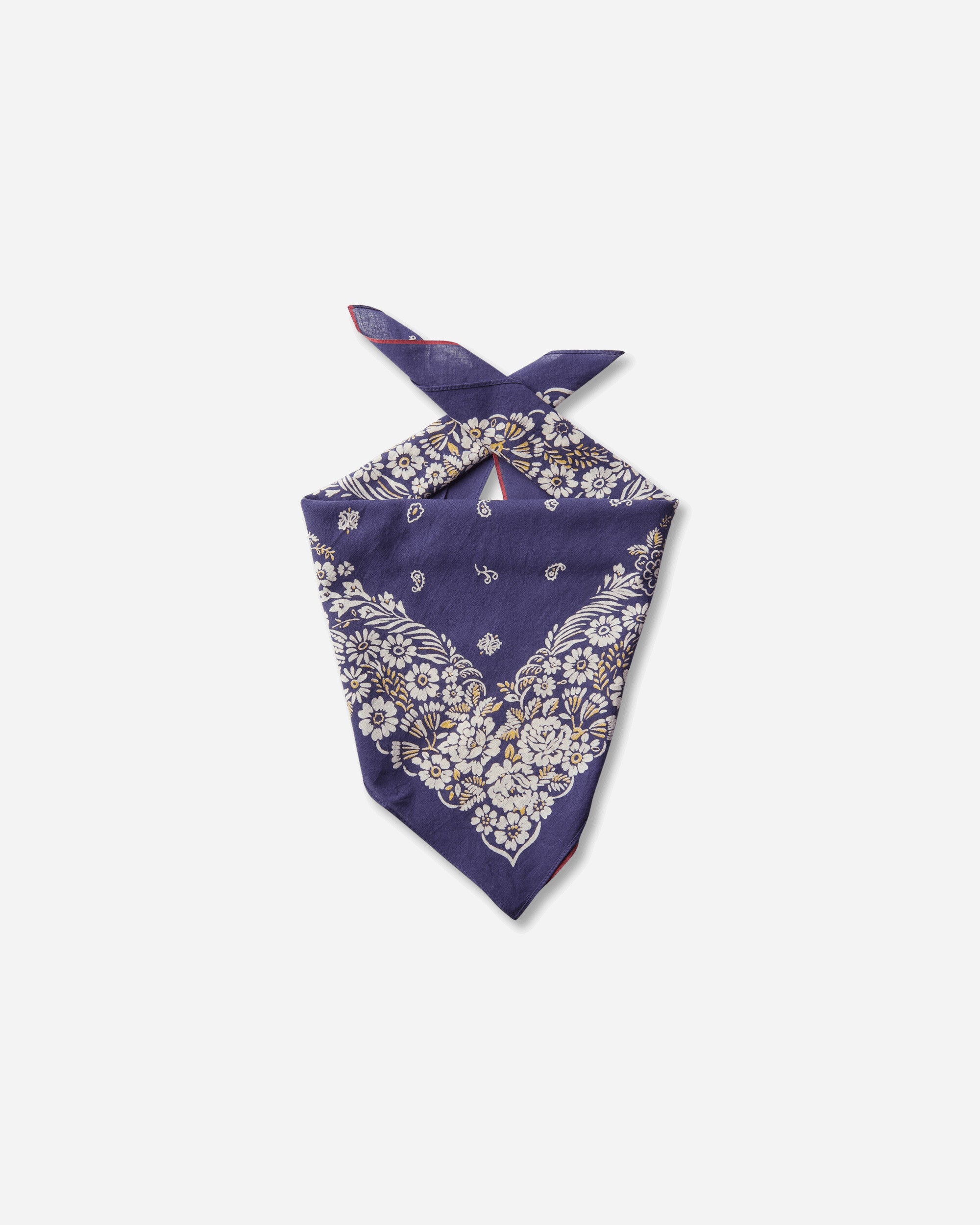 KAPITAL Fastcolor Selvedge Bandanna (Churchill Garden) 20X20 Purple Gloves and Scarves Bandanas K2508BA507 PURPLE