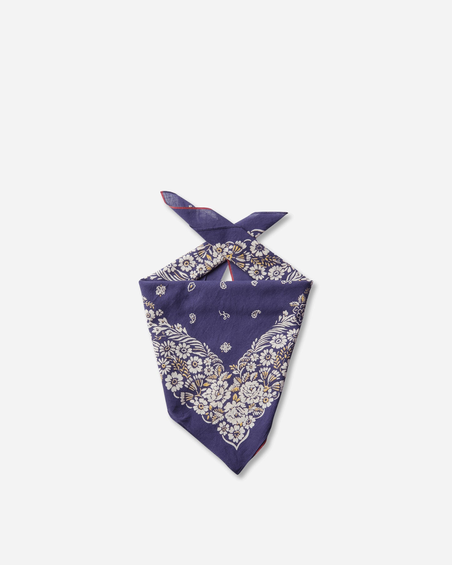 KAPITAL Fastcolor Selvedge Bandanna (Churchill Garden) 20X20 Purple Gloves and Scarves Bandanas K2508BA507 PURPLE