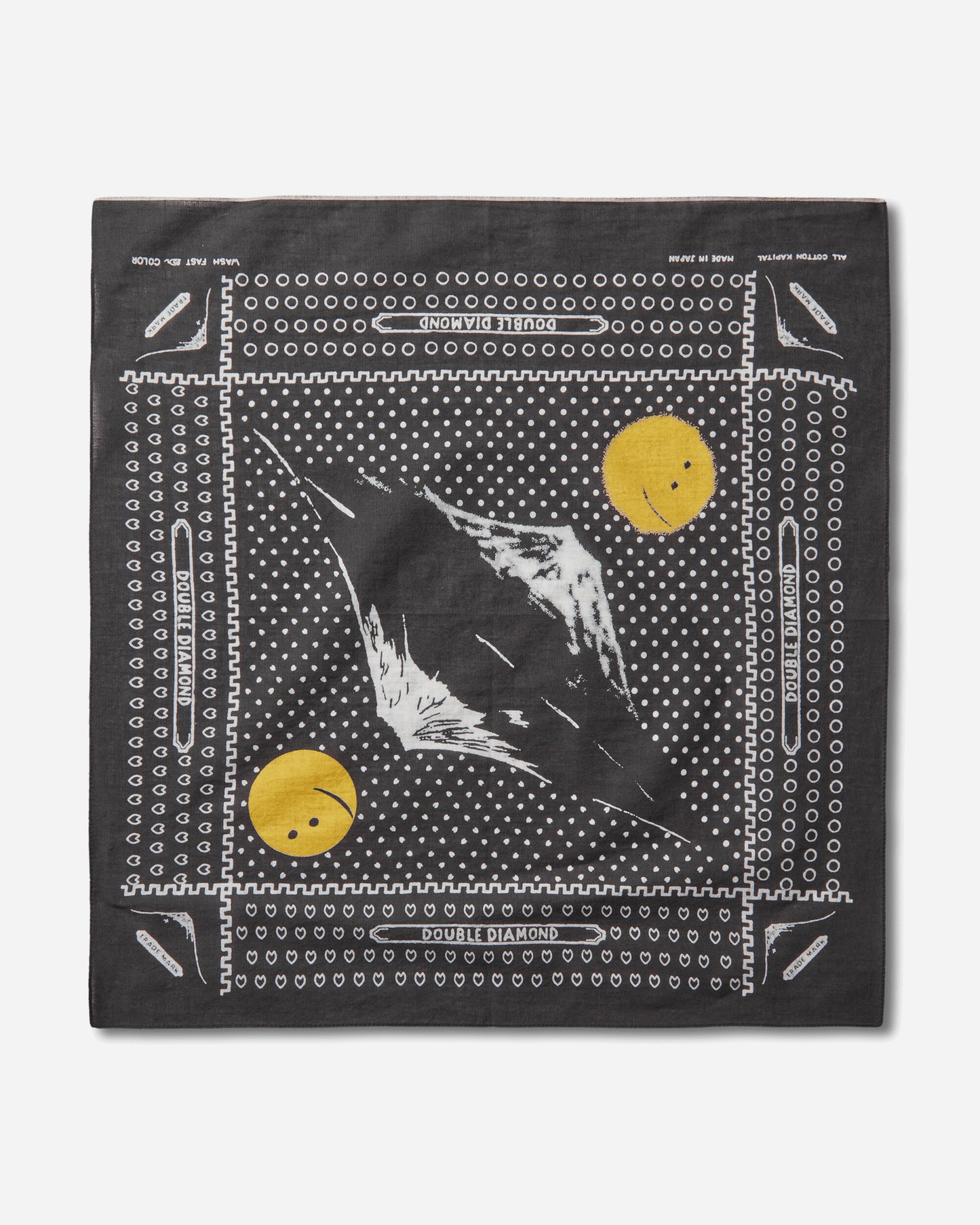 KAPITAL Fastcolor Selvedge Bandanna (Mirrored Fuji Profile Rainbowy) Black Gloves and Scarves Bandanas EK-1404BAB BLACK