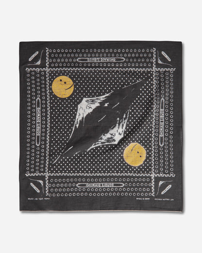 KAPITAL Fastcolor Selvedge Bandanna (Mirrored Fuji Profile Rainbowy) Black Gloves and Scarves Bandanas EK-1404BAB BLACK