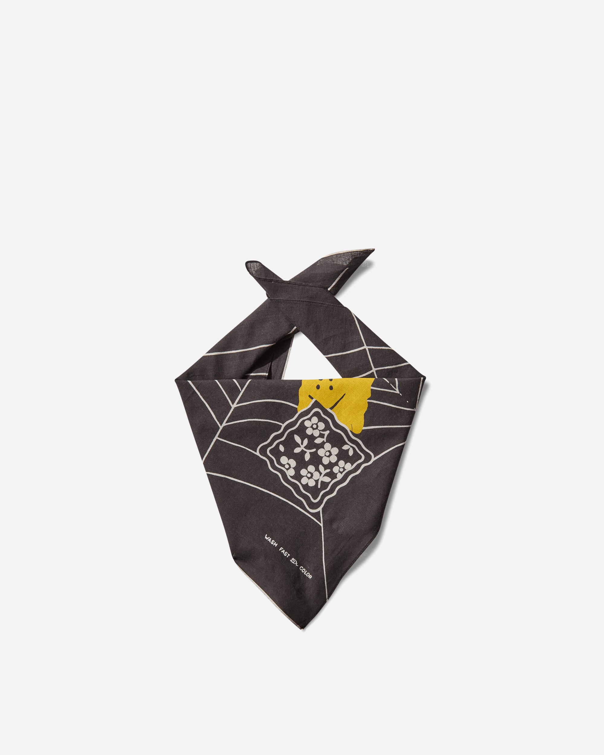KAPITAL Fastcolor Selvedge Bandanna (Spider Peckish Rainbowy) Black Gloves and Scarves Bandanas K2504BA529 BLACK